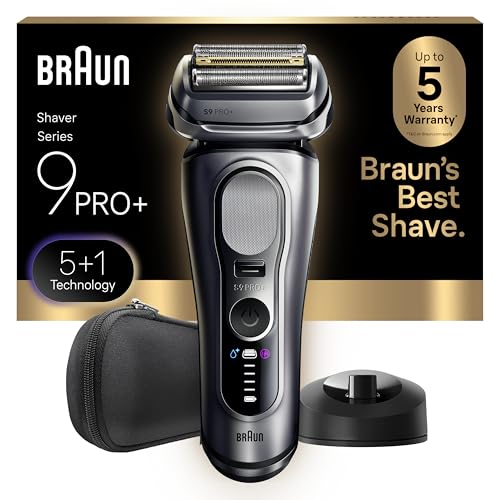 Braun Barbeador elétrico 9617s para homens, barbeador elétrico série 9 PRO+ com aparador de precisão, suporte de carregamento, tesoura de barba facial