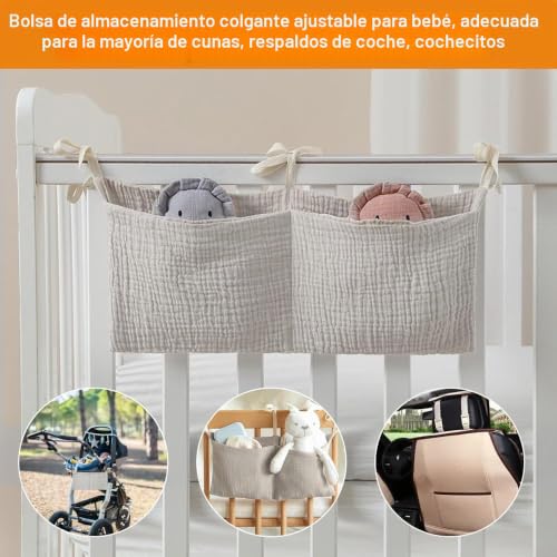 Miniatura 4 de 2 Piezas Organizador Cuna, Bolsas Almacenamiento Cuna, Ajustable Organizador Pañales, Organizador Colgante Con Dos Bolsillos Grandes, Colgar Organizador De Pañales Juguetes Ropa, Accesorios Para Cuna
