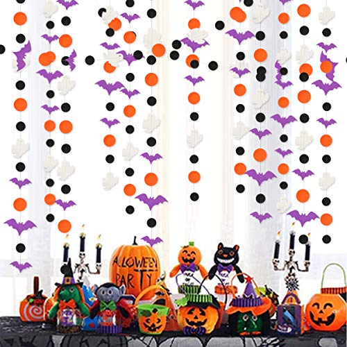 39Ft Halloween Party Decoration Garland Streamers Purple Bat Whit...