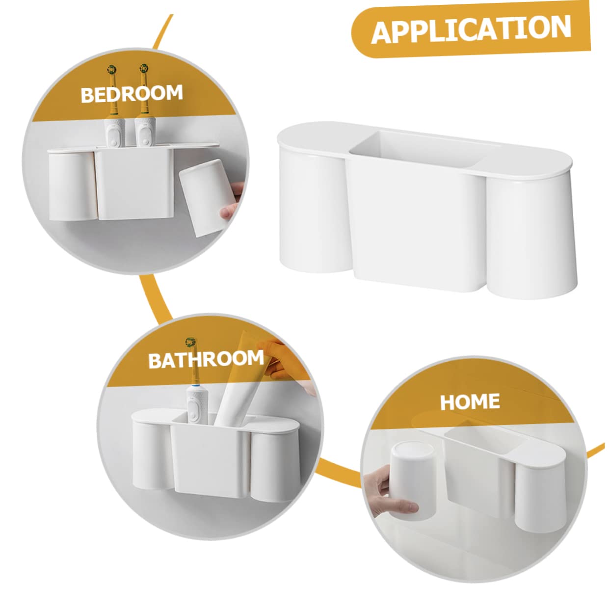 WOONEKY Soporte Magnético para Cepillos De Dientes Estante De Baño Vaso para Lavar Sin Perforaciones