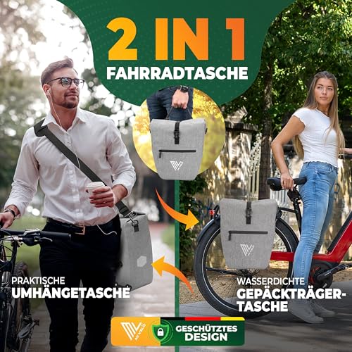 MIVELO 2in1 Fahrradtasche Gepäckträgertasche wasserdicht 100% PVC frei + Laptopfach + Schultergurt… – Ansicht 2