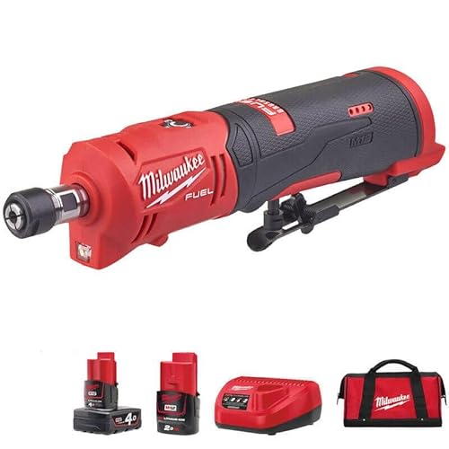 Milwaukee M12FDGS-422B 12v Fuel Straight Die Grinder Set, Red