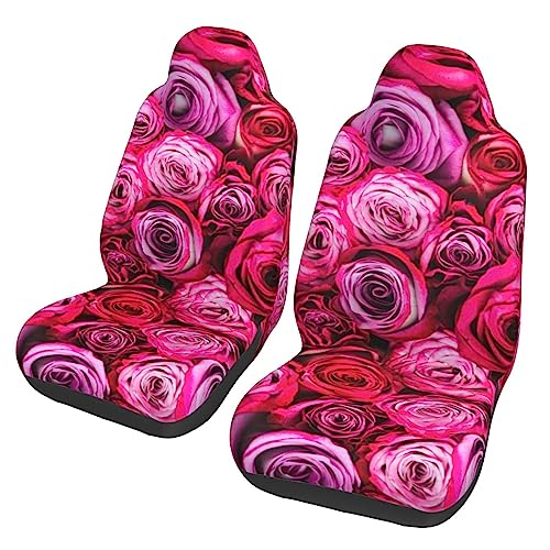 Housses de siège de voiture à motif de rose universelles QQLADY pour berlines et SUV