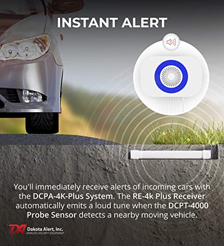 Dakota Alert Driveway Alarm Sensor - Dcpa-4K Plus Driveway Alarms Wireless Outside Weatherproof Alert System, 1-Mile-Long Range Sensors, Receiver & Vehicle Detecting Probe Transmitter & 50' Wire #TOP4