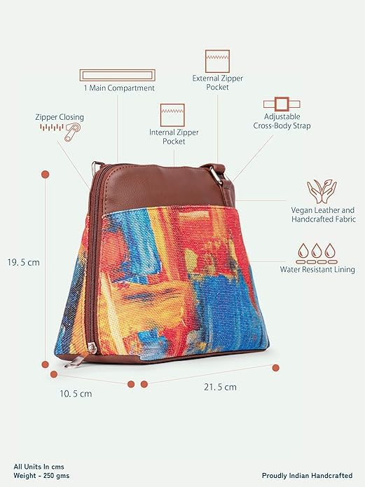 Women’s Printed Crossbody Sling Bag – Vegan Leather Handbag with Adjustable Strap, Stylish Small Purse for Travel, Daily Use & Casual Wear