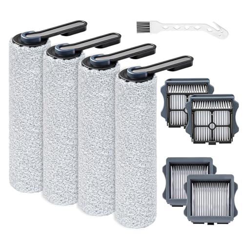Image of LBLVBNEWD Roller Brush Replacement Compatible with Tineco iFLOOR 5 Breeze/Floor ONE S5/Floor ONE S5 Pro Wet Dry Vacuum Cleaner, Replacement Parts Include 4 Roller Brushes, 4 Filters, 1 Cleaner Brushes