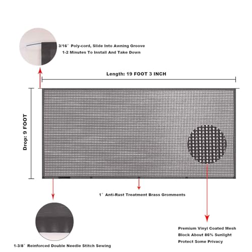 Image of RV Awning Mesh Sun Shade Screen for Motorhome Camper Trailer Sunshade