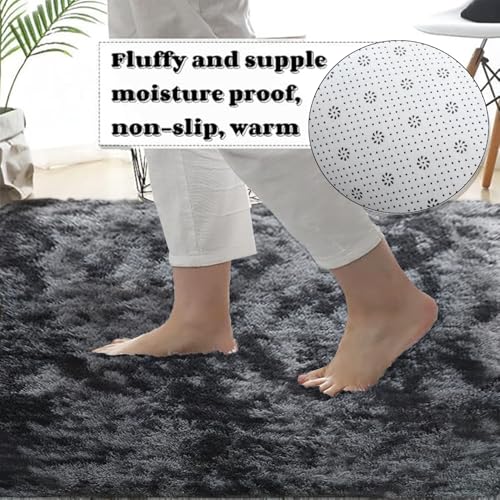 Tapis de salon moderne lavable fini la poussière avec ce tapis aspect fourrure doux