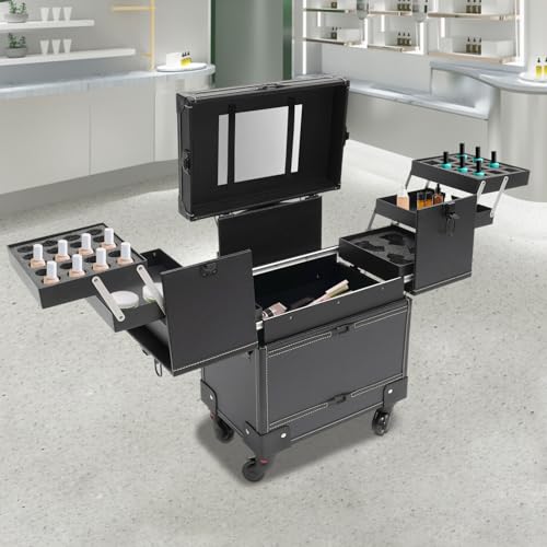 Valise à roulettes avec miroir intégrée et rangements modulables - 2