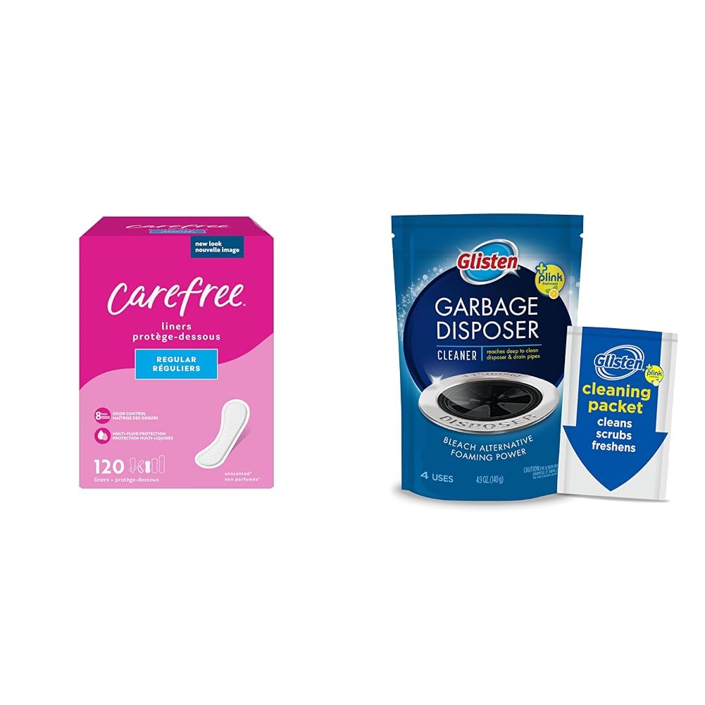Carefree Panty Liners 120ct & Glisten Garbage Disposer Cleaner 4 Packets