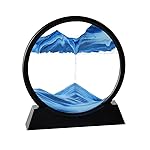 Arthink Moving Sand Art Picture,Liquid Motion 3D Sea Sandscape in Motion Display, Flowing Sand Frame Desktop Art Bookshelves Home Office Decoration (12 inch, Blue)