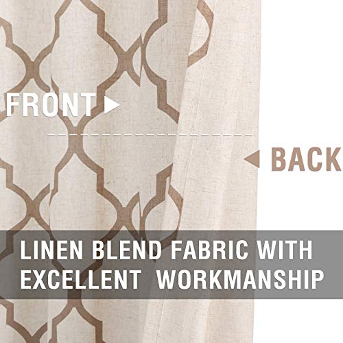 Jinchan Linen Kitchen Curtains 36 Inch Moroccan Tile Tier Curtains Geometric Lattice Cafe Curtains Farmhouse Floral Short Window Curtains Country Rustic Voile For Bathroom Rv 2 Panels Taupe On Beige #TOP2