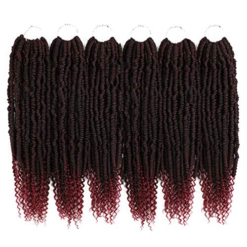 Ombre Burgundy Prelooped Bomb Twist Crochet Hair Prelooped Crochet Braids 18 Inch
