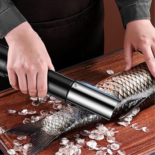 スケーラー 電動うろこ取り機 魚処理用 業務用 家庭用うろこ削り うろこ除去機 全自動 魚のうろこ落とし 防水 2000 X 4 MAH いろいろな魚のうろこをそるのに適している (Battery*1、blade*1,ブラック)