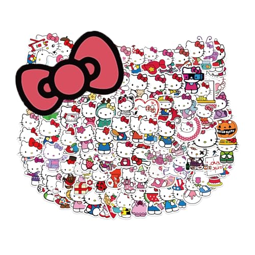 50pcs Cartoon Hello Kitty Stickers for Kids, Vinyl Waterproof Kitty Decal for Water Bottle Laptop Toy Sticker for DIY Decorate Bumper Phone Hard Hat Kids Teens Gifts