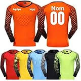 Quick-Dry Breathable Goalie Soccer Jersey Sports Shorts for All Ages - Custom Goalkeeper Jersey - Adults/Kids/Teens (Orange)