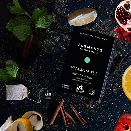 Eloments Vitamin Tea Variety Pack | Assorted Tea Bags In 5 Vitamin Infused Flavors | Mint, Citrus, Raspberry, Orange, & Vanilla Chai Tea Collection | Natural Vitamin Tea Assortment (20 Sachets) #TOP3