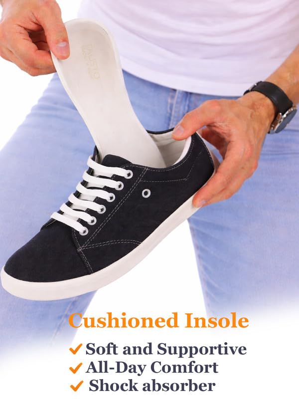 Image of FAUSTO Men Casual Classic Canvas /Fabric Sneaker Shoe | Lightweight Comfort Insole | Everyday 6-Eye Lace Up Shoes with Anti Skid TPR Sole