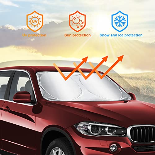 Image of Car Windscreen Sun Shade,Front Windshield Sunshade,Foldable Cover Visor Sunshades,Reflective UV Dust Protector,Automotive Ray Protection Block Parasol,Keep Your Vehicle Cool,Fit Various Sizes,150x85cm
