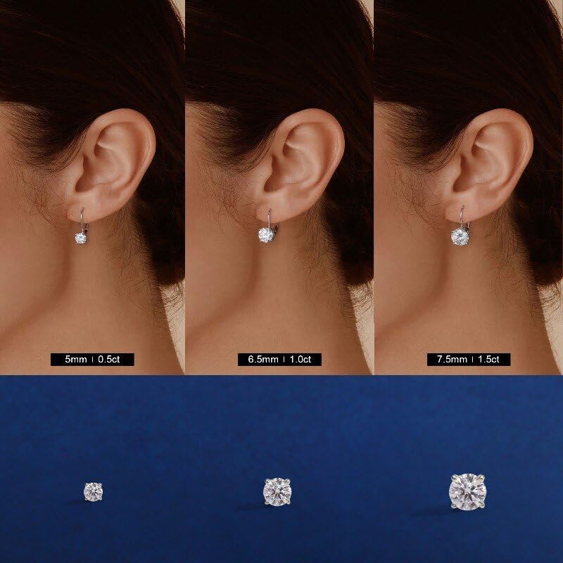MOOSEA Moissanite Dangle Earrings for Women, 925 Sterling Silver 1-3ct Lab Created Moissanite Leverback Earrings for Women Anniversary Birthday Gifts for Wife Mom Girlfriend - Image 5