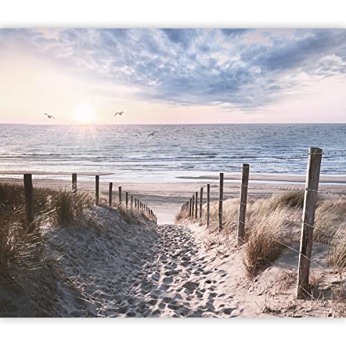 Artgeist Wall Mural Beach Sea 116X83 In - Peel And Stick Self-Adhesive Wallpaper Removable Large Sticker Foil Wall Decor Print Design Mural Nature Landscape Sky Sun C-C-10032-A-A #TOP21