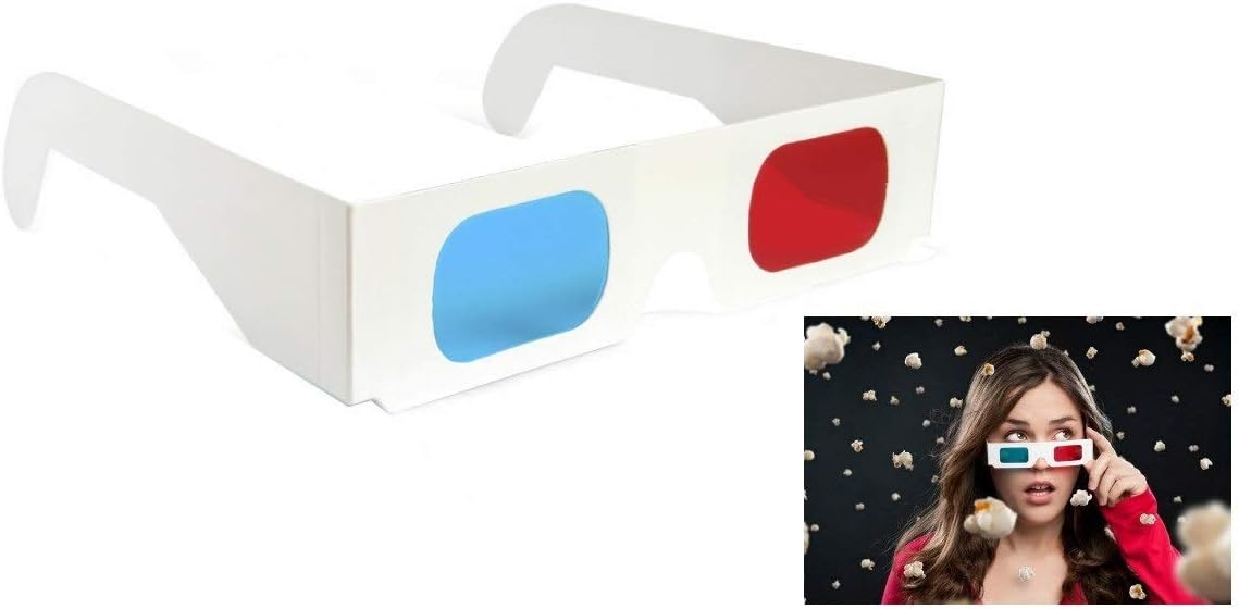 Red & Anaglyph 3D Paper Glasses (25 Pcs.Pack) Red & Blue Glasses for TV/Computer/Projector/Magazine