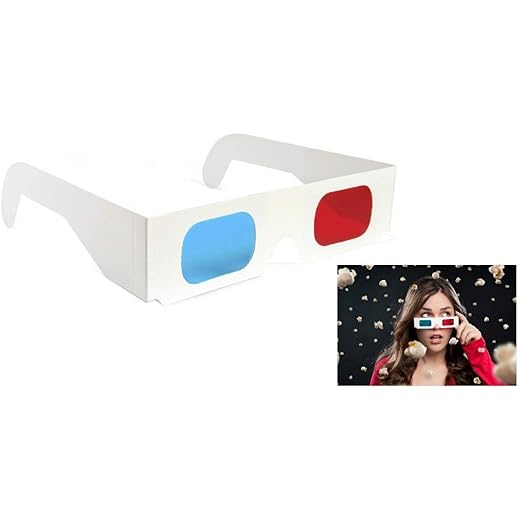 Jambar Red & Anaglyph 3D Paper Glasses (25 Pcs.Pack) Red & Blue Glasses for TV/Computer/Projector/Magazine