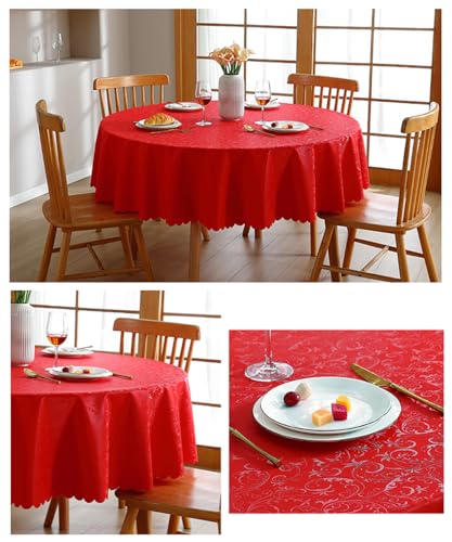 Nappe rectangulaire imperméable haut de gamme en PVC rouge pour table basse et table de thé - 3