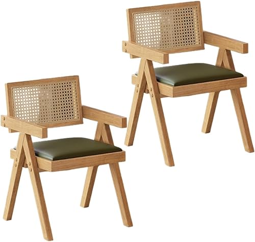 Miniatura 20 de YVYKFZD Juego de sillas de comedor de ratán, sillas de comedor de madera, sillas de cocina con respaldo tejido, sillón tapizado, silla auxiliar