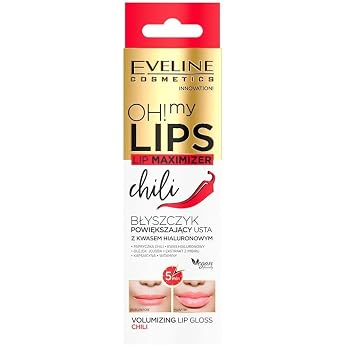 Eveline Cosmetics Oh! My Lips Lip Plumper Gloss with Hyaluronic Acid & Chilli Extract Instant Volume and Shine Enhancer 4.5 ml