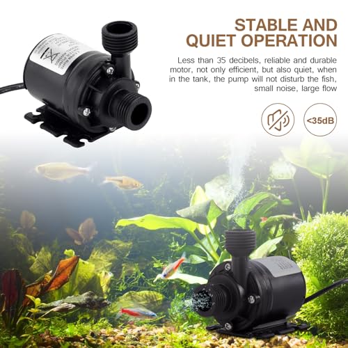 WiMas DC 12V Mini Brushless Submersible Water Pump Amphibious Pump Drive Water Pump with Adapter for Solar Aquarium Pond Fish Tank Pond Water Circulation - Image 3