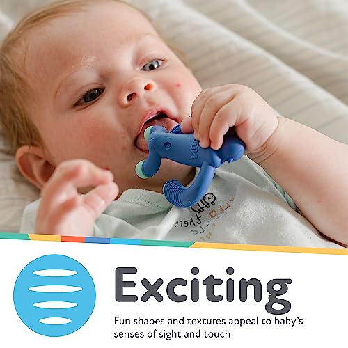 Image of Nuby Geo Zoos Massaging Teether - Baby Teething Toy - Soft Easy Grip - 3+ Months - Blue Gorilla