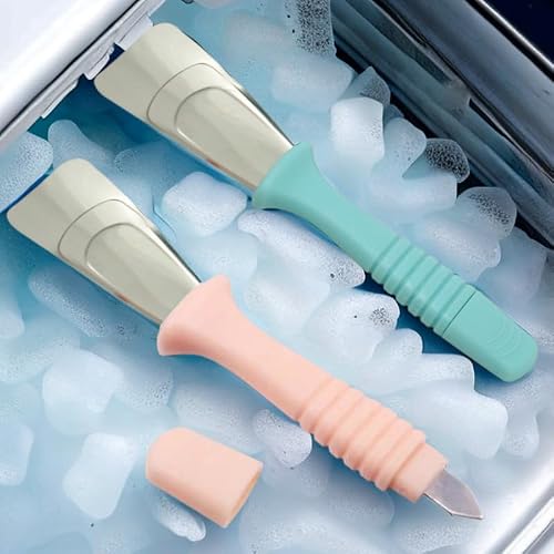 Ouliget Fridge De Icer Ice Scraper,Cleaning Freezer Frost Shovel Defrosting Shovel,Double Headed Stainless Steel ice Shovels Suitable for Kitchen Courtyard Car Cleaning Decontamination,2 Pices (2)