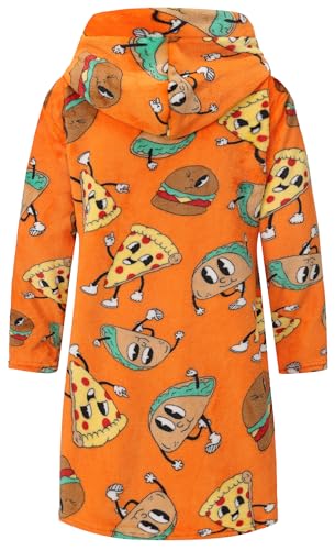 Image of Kids Hooded Bathrobe Girls Soft Plush Hooded Flannel Pajamas Sleepwear Boys Spa Robe