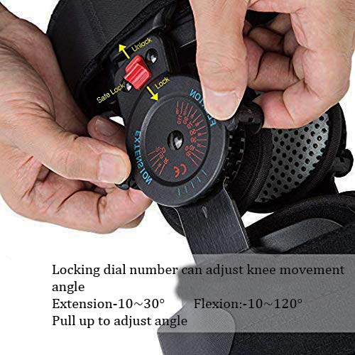 Hinged ROM Knee Brace, Adjustable Post Op Knee Brace Support Pad Orthosis Splint Wrap Medical Orthopedic Stabilizer for Men (No Sling) - Thumbnail 6