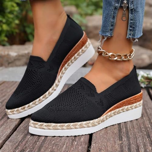 Chaussures de randonnée décontractées espadrille à plateforme en maille