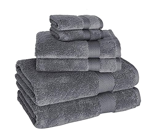 Set Of Six Premium Becci Classic Turkish Towels, 2 Of Each, 30X54 Bath, 16X27 Hand, 12X12 Washcloth (Grey) #TOP24