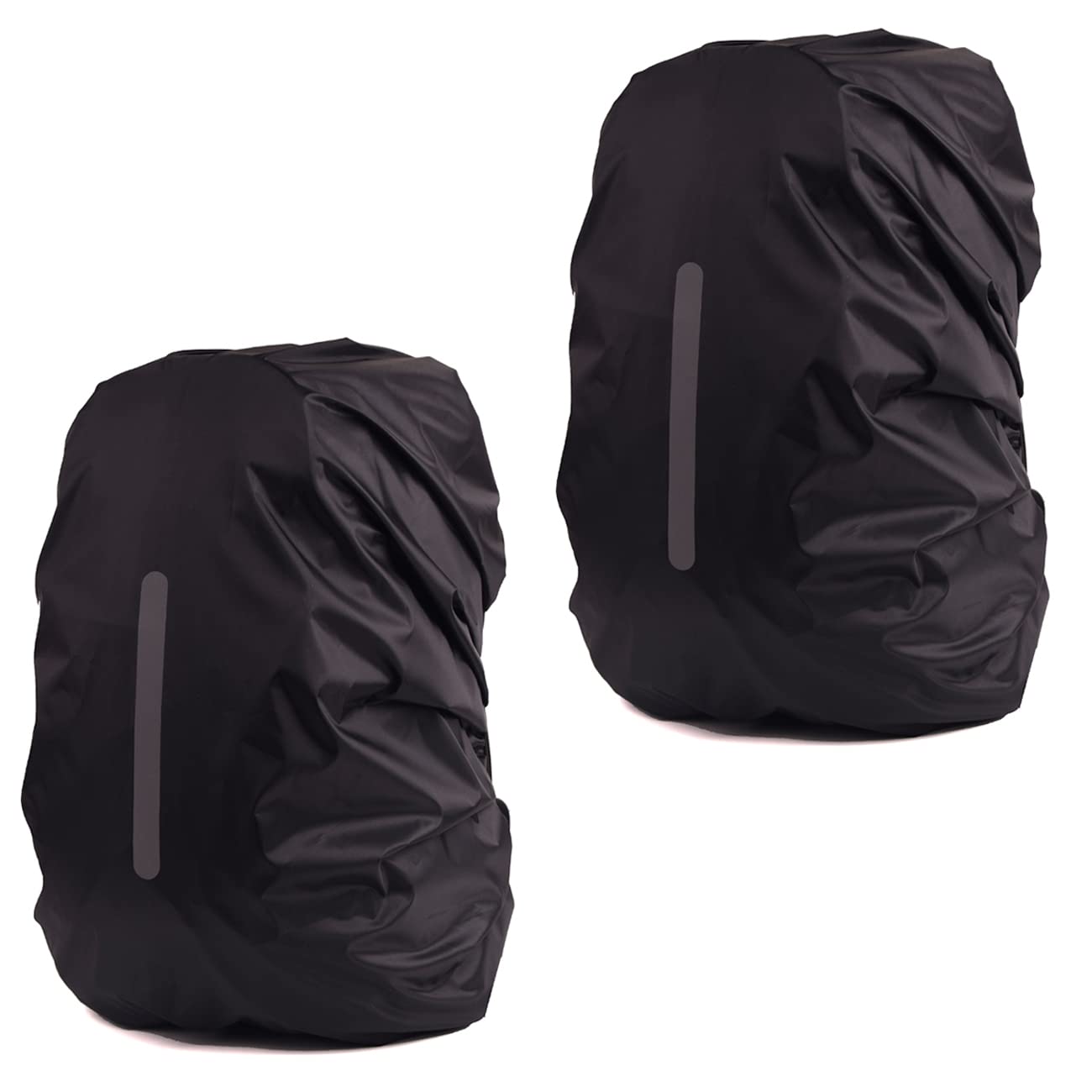 Paquete de 2 fundas impermeables para la lluvia para mochila, mochila con tira reflectante, funda de lluvia para bicicleta y senderismo (negro + negro, M (para mochila de 25 a 40 l))