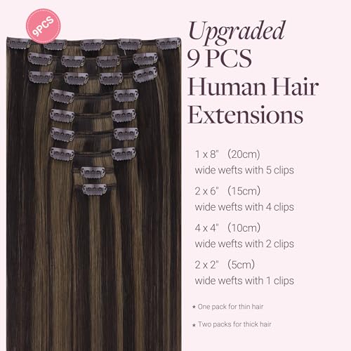 Image of GOO GOO Clip in Hair Extensions Real Human Hair Brown Remy Extensions