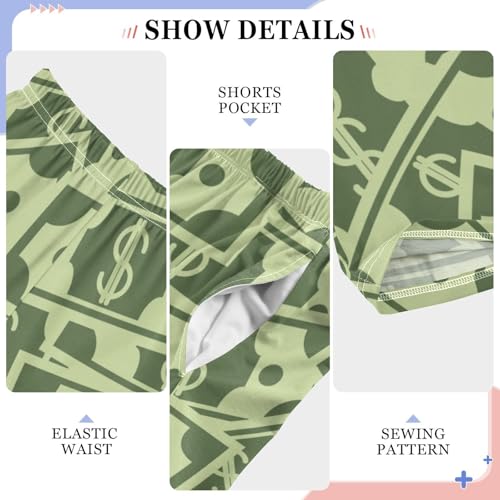 Boys' Pants Money Bills Messy Green Long Bottoms Jogger Pants Elastic Waist Trousers with Pockets S-XL4