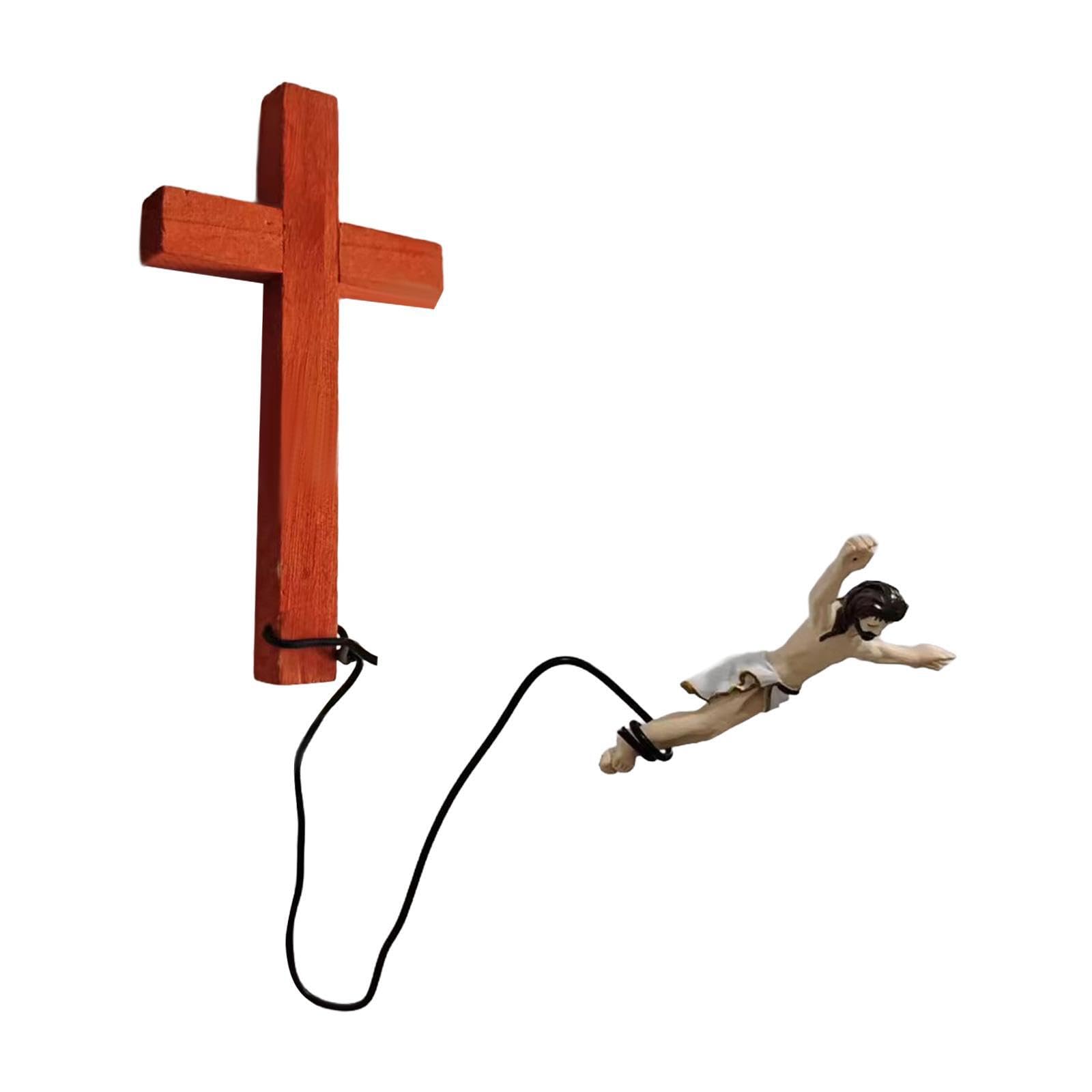 QIXCXAZ Catholic Cross Wall Hanging Unique Religious Wooden Decoration Jesus Gift For Family Details And Workmanship Wooden Crucifix Wall Cross Religious Statue