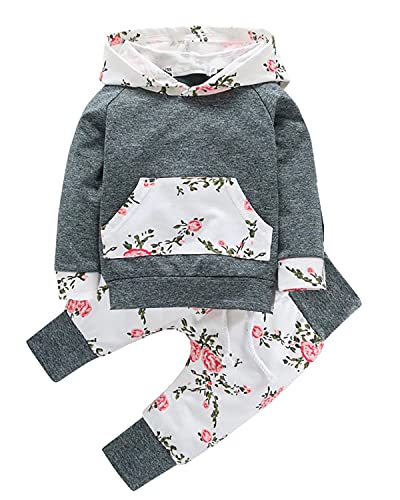 Baby Girl Boy Clothes Outfitss Infant Hoodie Sweatshirts Pants Headband Toddler Girl Boy Clothing Sets, White 6-12 Months/Tag 80