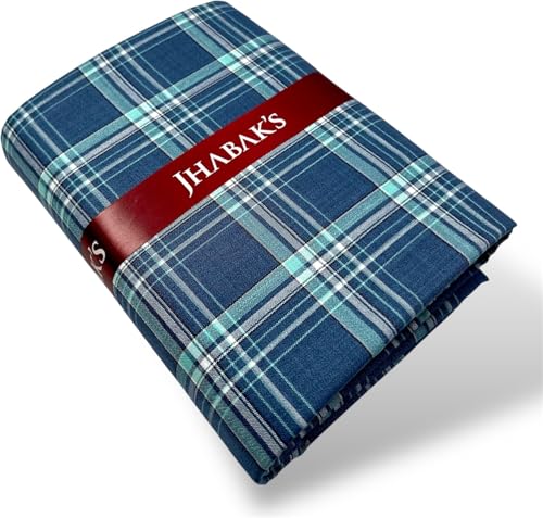 Image of JHABAK'S Cotton Blend Unstitched Checkered Fabric for Men - 2.35m Shirt Piece / 3m Kurta Piece - Width 36 Inches