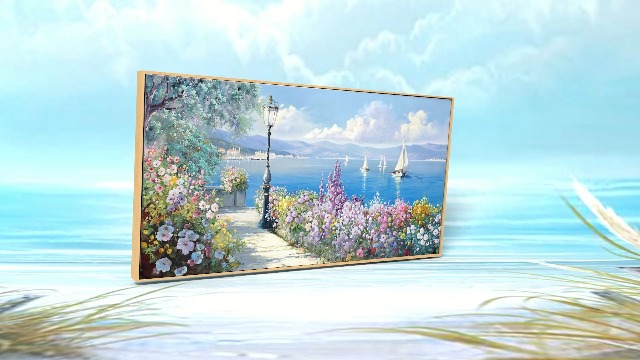 風景画 Amazon.com: Blue Coastal Wall Art Ocean Canvas Flowers