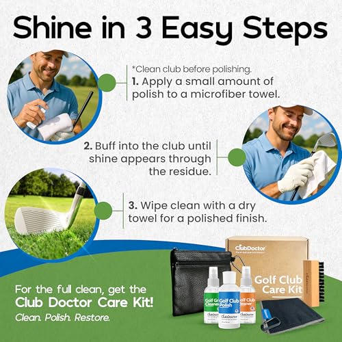 Club Doctor Golf Club Polish, Made in USA for Golfers, Restores, Shines, Polishes - Works on Drivers, Irons, Putters, Woods - Thumbnail 3