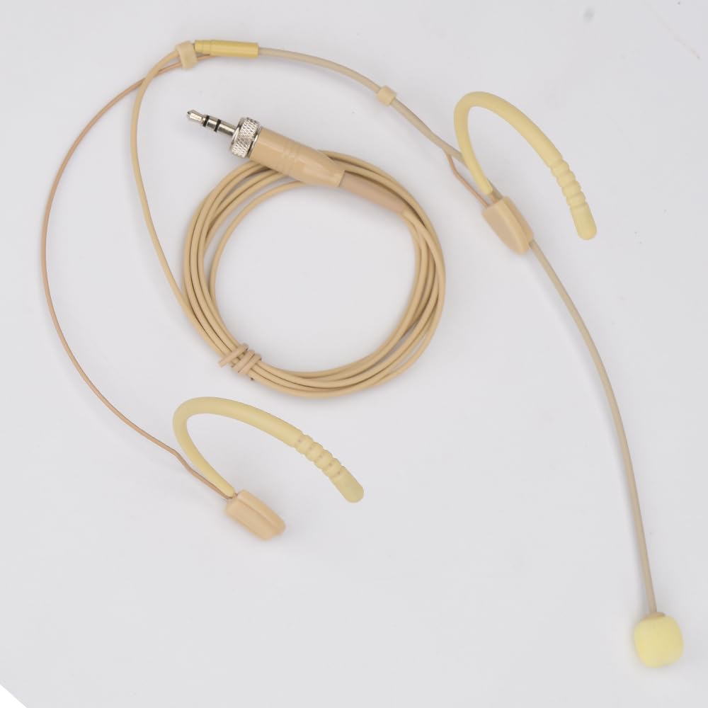 YXG Headworn Earset Double Over Ear Hanging Mic Low Profile Light-Weight Microphone Compatible with Sennheiser Wireless System Bodypack Transmitter,