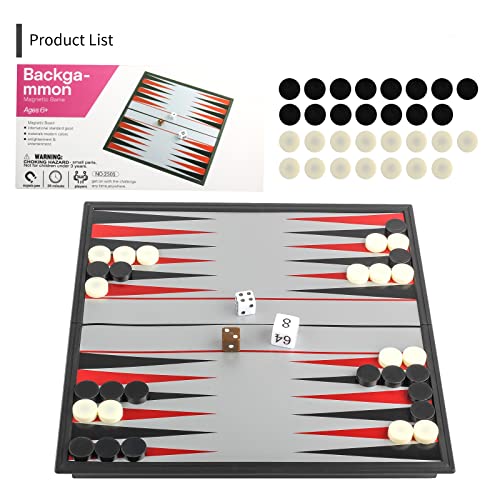 Andux Faltbares Magnetisches Backgammon Tragbares Brettspiel Set CXSLQ-01 (M) für 2 Spieler ab 96 Monaten