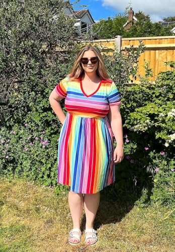 Image of RITERA Plus Size Dresses for Curvy Women Summer Spring Womens Dress V Neck Short Sleeve Casual Dress with Pockets XL-5XL