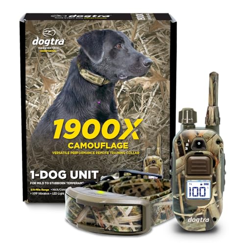 Dogtra 1900X Camouflage E-Collar - 3/4 Mile Range, Dogs 45 lbs+, IPX9K Waterproof, 100 Stimulation Levels, Vibration, Tone, Rechargeable - Ideal for Dog Owners and Professional Trainers