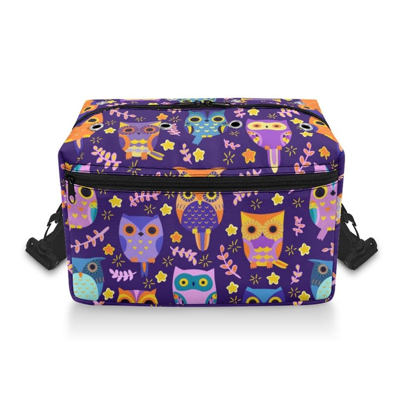 Kuiaobaty Owls Print Crochet Bag Purple Knitting Bag with Hole, Novelty Owl Birds Wool Bag Yarn Holder Sewing Storage Bag - Image 2